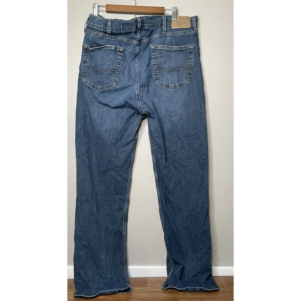 Levi Strauss Signature Straight Jeans Men's 40x32 Medium Wash Stretch Denim